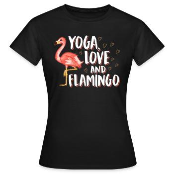 Flamingo yoga love - Frauen T-Shirt - Schwarz - Vorne - AI Model Female 172 dark (172cm)