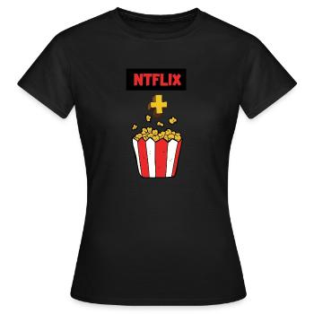 Popcorn and streaming - Women's T-Shirt - black - Front - AI Model Female 172 dark (172cm)