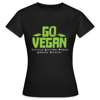 Vegan - Frauen T-Shirt - Schwarz - Vorne - AI Model Female 172 dark (172cm)
