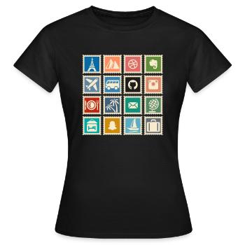 Collectionner des timbres - T-shirt Femme - noir - Devant - AI Model Female 172 dark (172cm)