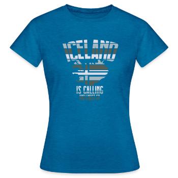 Island - Frauen T-Shirt - Antikblaues Saphir meliert - Vorne - AI Model Female 172 dark (172cm)