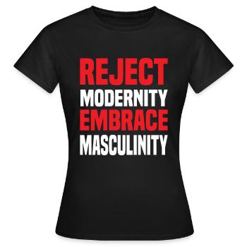 Rejeter la modernité Embrasser la masculinité Sigma Masculin - T-shirt Femme - noir - Devant - AI Model Female 172 dark (172cm)