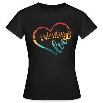 Valentine's Day heart love - Women's T-Shirt - black - Front - AI Model Female 172 dark (172cm)