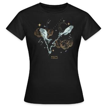 Pisces Vintage Celestial Map Navy & Gold - Women's T-Shirt - black - Front - AI Model Female 172 dark (172cm)