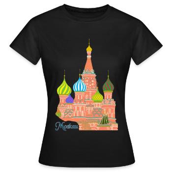 Moscou Cathédrale Basilius - T-shirt Femme - noir - Devant - AI Model Female 172 dark (172cm)