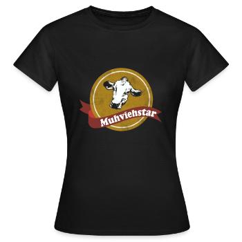 Muhviehstar - Lustig Filmstar Kuh Muh Landwirt - Frauen T-Shirt - Schwarz - Vorne - AI Model Female 172 dark (172cm)