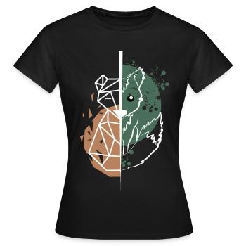 Fox vs Origami weiße Zeichnung - Frauen T-Shirt - Schwarz - Vorne - AI Model Female 172 dark (172cm)