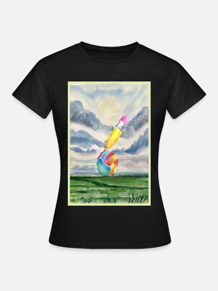 Aquarell Landschaft mit Ball - Frauen T-Shirt - Schwarz