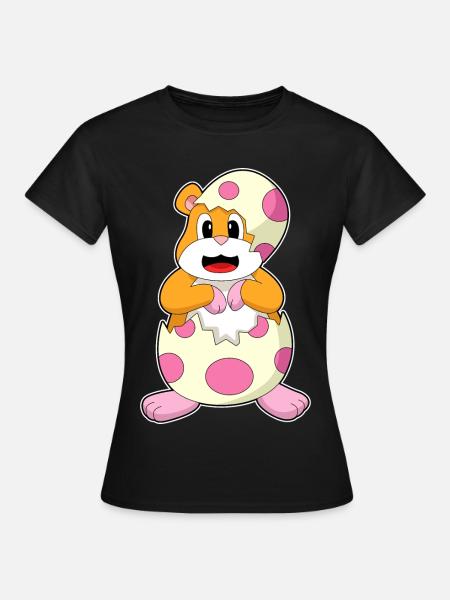 Hamster Eierschale  - Frauen T-Shirt - Schwarz