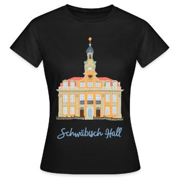 Schwäbisch Hall, barockes Rathaus, Süddeutschland - Frauen T-Shirt - Schwarz - Vorne - AI Model Female 172 dark (172cm)