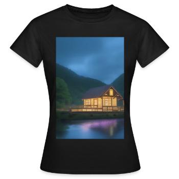 Charmante cabane au bord du lac - T-shirt Femme - noir - Devant - AI Model Female 172 dark (172cm)