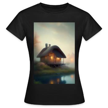 Charmante cabane au bord du lac - T-shirt Femme - noir - Devant - AI Model Female 172 dark (172cm)