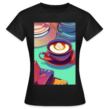 Café, grains de café - T-shirt Femme - noir - Devant - AI Model Female 172 dark (172cm)