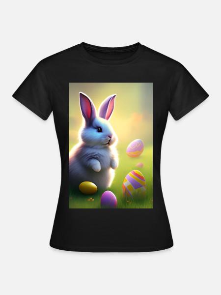 Osterhase mit Oster Eier - Frauen T-Shirt - Schwarz