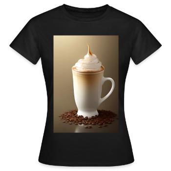 Café, grains de café - T-shirt Femme - noir - Devant - AI Model Female 172 dark (172cm)