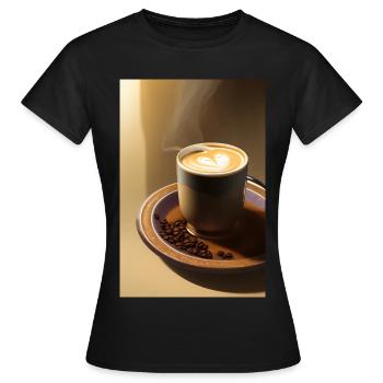Café, grains de café - T-shirt Femme - noir - Devant - AI Model Female 172 dark (172cm)