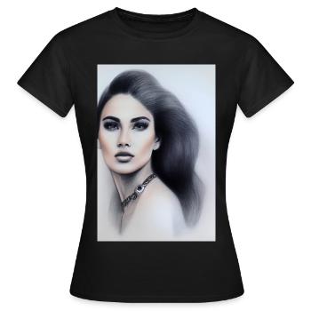 Femme avec des bijoux - T-shirt Femme - noir - Devant - AI Model Female 172 dark (172cm)