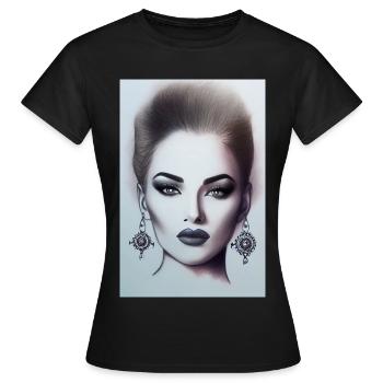 Femme avec des bijoux - T-shirt Femme - noir - Devant - AI Model Female 172 dark (172cm)