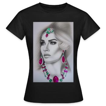 Femme avec des bijoux - T-shirt Femme - noir - Devant - AI Model Female 172 dark (172cm)