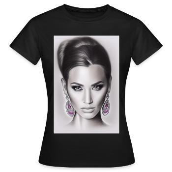 Woman with earring - Women's T-Shirt - black - Front - AI Model Female 172 dark (172cm)
