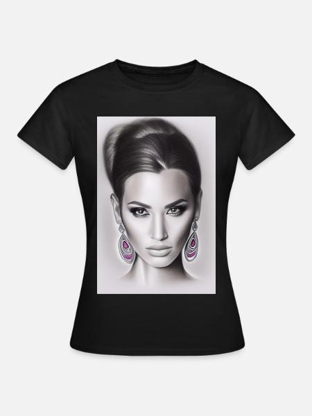 Frau mit Ohrring - Frauen T-Shirt - Schwarz