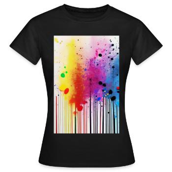 Farbspritzer und Linien - Frauen T-Shirt - Schwarz - Vorne - AI Model Female 172 dark (172cm)