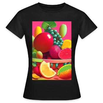 Früchte - Frauen T-Shirt - Schwarz - Vorne - AI Model Female 172 dark (172cm)