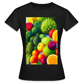 Früchte - Frauen T-Shirt - Schwarz - Vorne - AI Model Female 172 dark (172cm)
