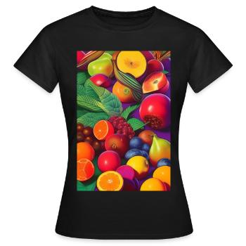 Früchte - Frauen T-Shirt - Schwarz - Vorne - AI Model Female 172 dark (172cm)