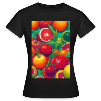 Früchte - Frauen T-Shirt - Schwarz - Vorne - AI Model Female 172 dark (172cm)