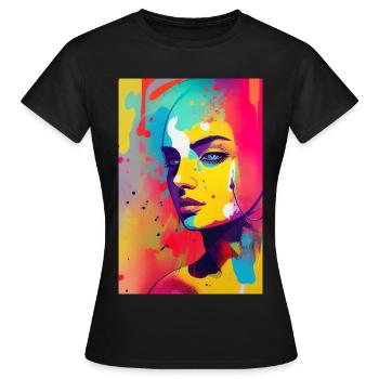 Abstrakte Kunst - Frauen T-Shirt - Schwarz - Vorne - AI Model Female 172 dark (172cm)