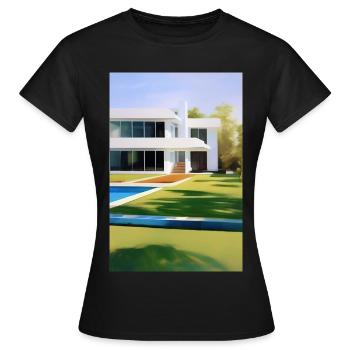 Weiße Villa mit Pool - Frauen T-Shirt - Schwarz - Vorne - AI Model Female 172 dark (172cm)