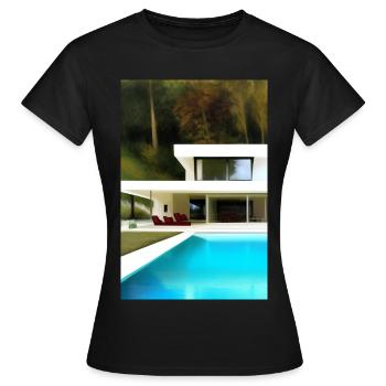Weiße Villa mit Pool - Frauen T-Shirt - Schwarz - Vorne - AI Model Female 172 dark (172cm)