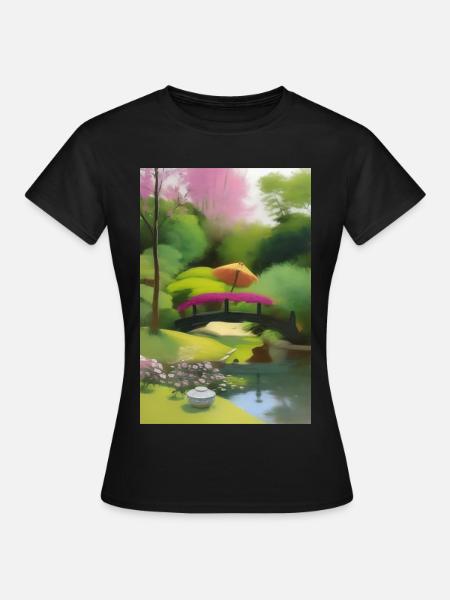 Chinesischer Zen Garten - Frauen T-Shirt - Schwarz