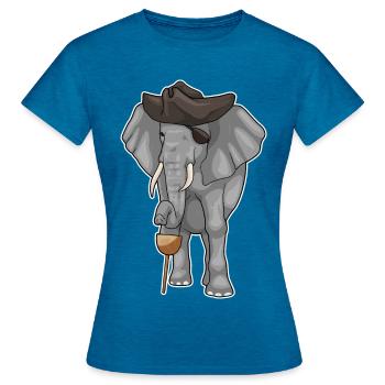 Elephant Pirate Wooden Leg Eye Patch - Women's T-Shirt - antique blue sapphire heather - Front - AI Model Female 172 dark (172cm)