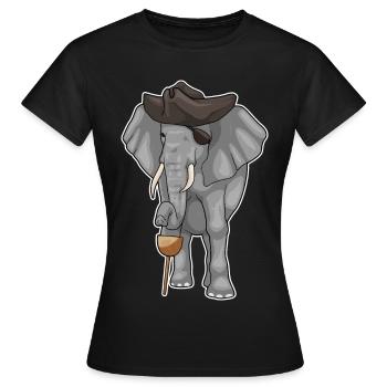 Elefant Pirat Holzbein Augenklappe - Frauen T-Shirt - Schwarz - Vorne - AI Model Female 172 dark (172cm)