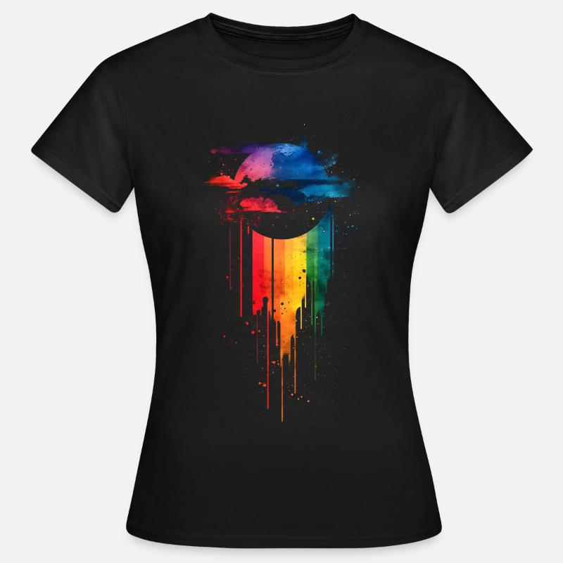 Subtil et cool Dripping Pride drapeau arc en ciel Design - T-shirt Femme - noir