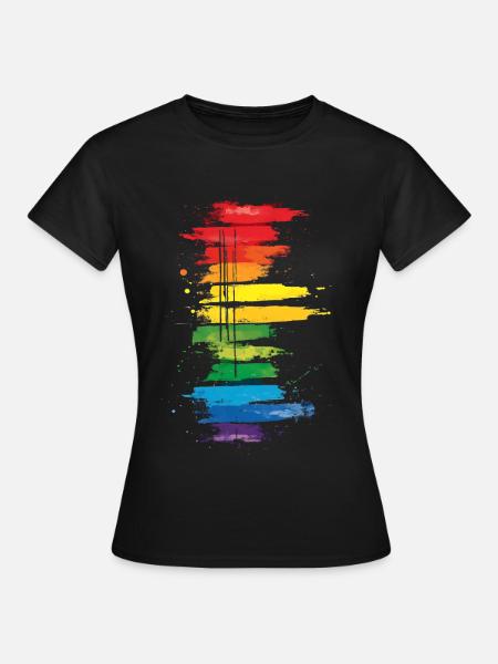 Dezentes und cooles Regenbogen-Design mit tropfender Pride-Flagge - Frauen T-Shirt - Schwarz