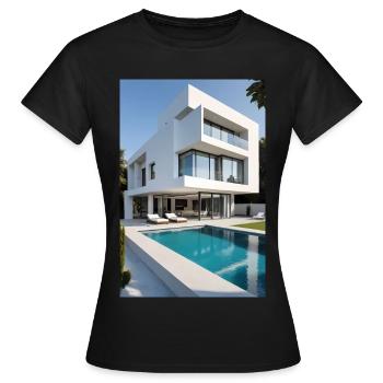 Weiße Villa mit Pool - Frauen T-Shirt - Schwarz - Vorne - AI Model Female 172 dark (172cm)