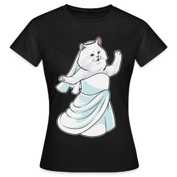 Persian Cat Bridal Wedding Dress Wedding - Women's T-Shirt - black - Front - AI Model Female 172 dark (172cm)