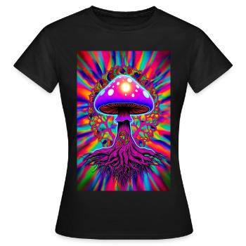 Psychedelic Mushroom - Women's T-Shirt - black - Front - AI Model Female 172 dark (172cm)