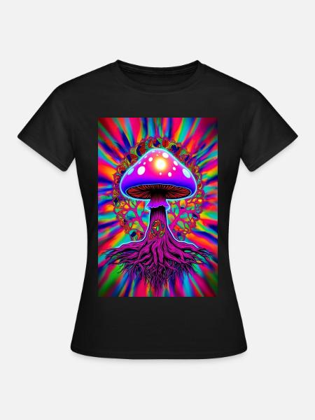 Psychedelischer Pilz - Frauen T-Shirt - Schwarz