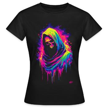Neon Grim Reaper - Frauen T-Shirt - Schwarz - Vorne - AI Model Female 172 dark (172cm)