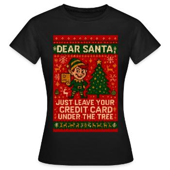 Dear Santa Credit Card Under Tree - Women's T-Shirt - black - Front - AI Model Female 172 dark (172cm)