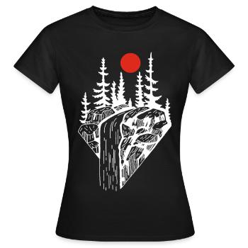 The red sun and the white waterfall - Women's T-Shirt - black - Front - AI Model Female 172 dark (172cm)