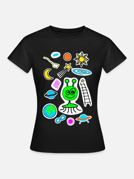Weltraumkritzelei - Frauen T-Shirt - Schwarz