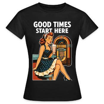 Rockabilly 50s Diner Milkshake Jukebox Retro - Women's T-Shirt - black - Front - AI Model Female 172 dark (172cm)