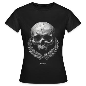 Schädel mit Lorbeer – Dunkles Vintage - Frauen T-Shirt - Schwarz - Vorne - AI Model Female 172 dark (172cm)