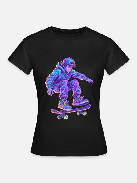Neon Vapor Skateboarder - Frauen T-Shirt - Schwarz