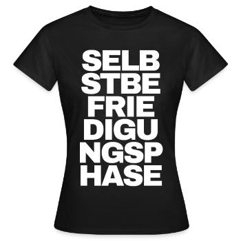 Selbstbefriedigungsphase - Text Motiv - Frauen T-Shirt - Schwarz - Vorne - AI Model Female 172 dark (172cm)